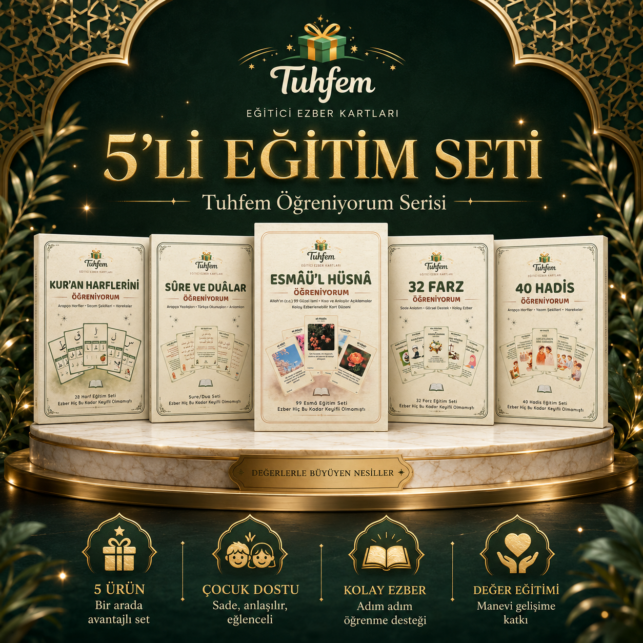 Tuhfem 5’li Eğitim Seti – Eğitici Ezber Kartları