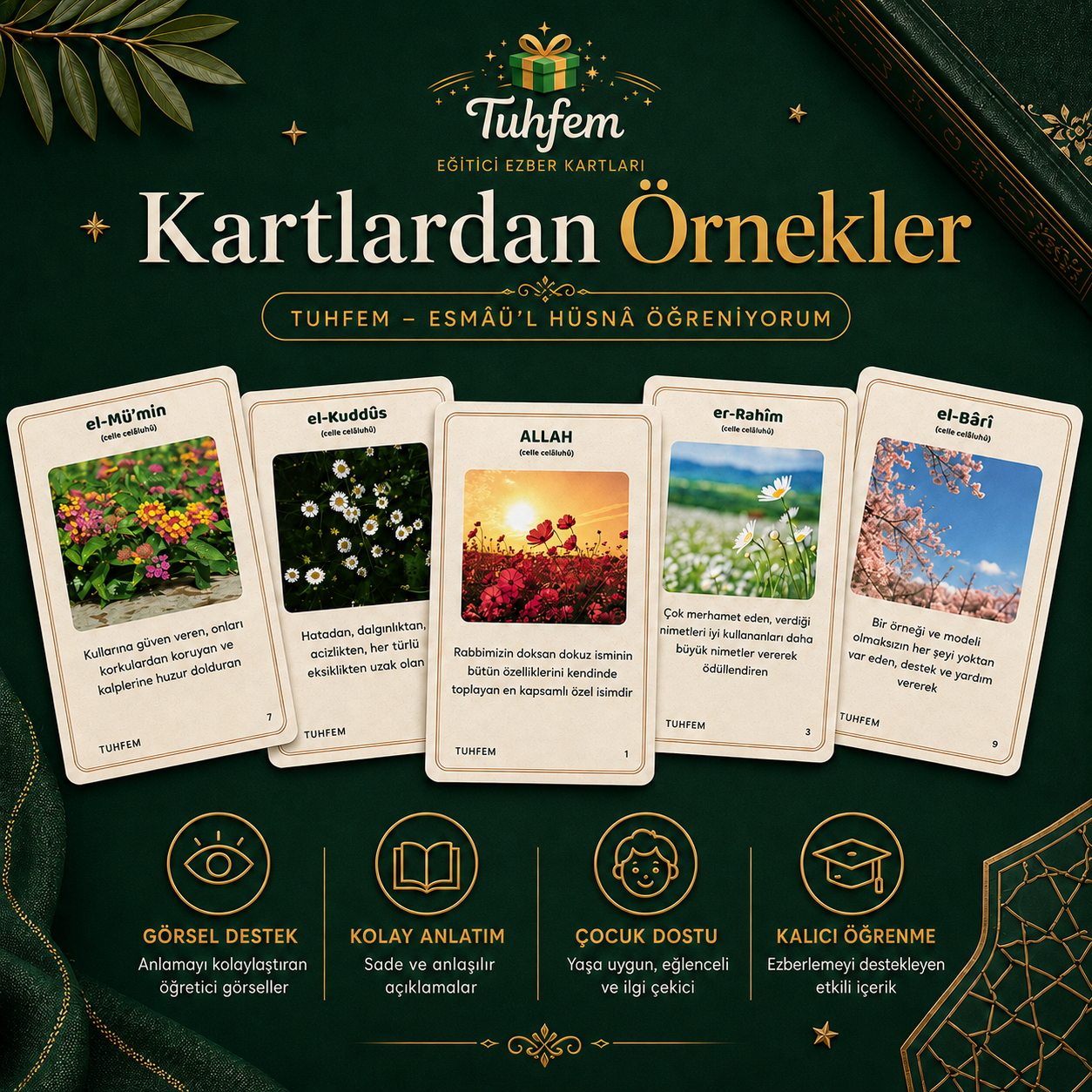 Esmâü’l Hüsnâ Öğreniyorum 99 İsim Eğitici Kart Seti