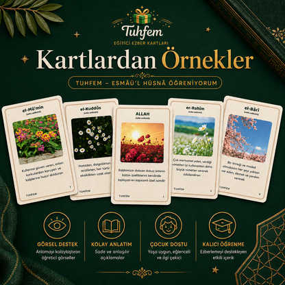 Esmâü’l Hüsnâ Öğreniyorum 99 İsim Eğitici Kart Seti
